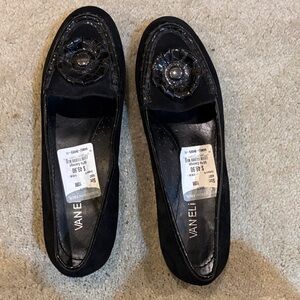 Vaneli Black Embellished Women's Loafers-Size 10